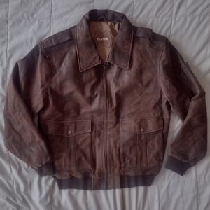 Flavor 100% pig leather jacket brown men's size LARGE